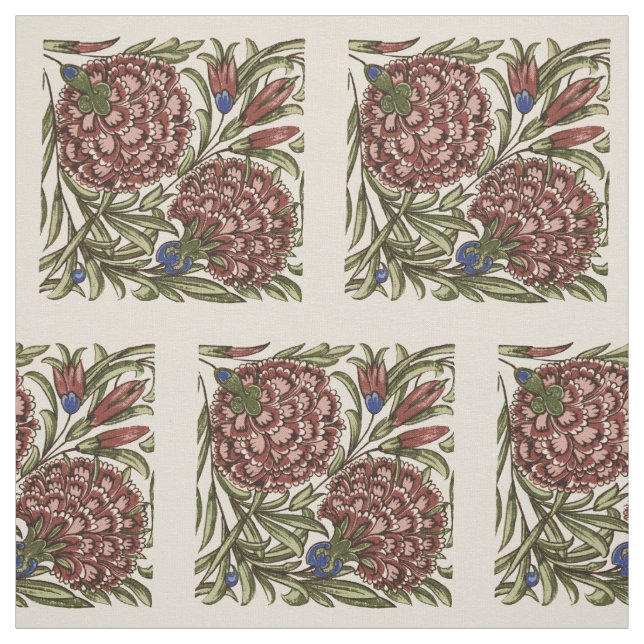 Tissu Carreau de fleur d'œillet Art antique rustique De  (Échantillon)