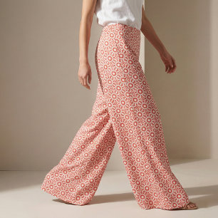 Tissu Carreau géométrique mosaïque bohème rouge corail b