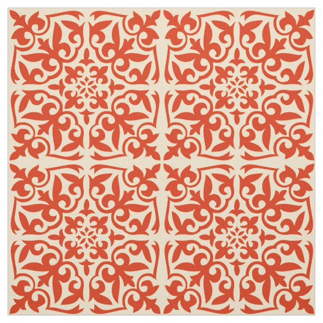 Tissu Carreau marocain - corail orange et pêche (Échantillon)
