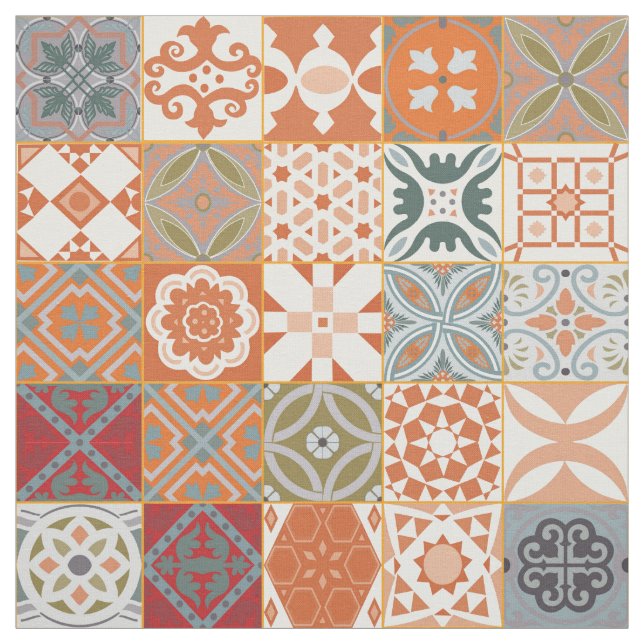 Tissu Carreau marocain orange (Échantillon)