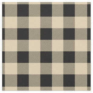 Tissu Carreaux de bison marron clair et noir vintage