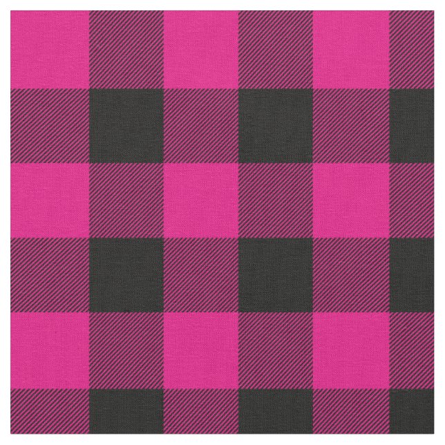 Tissu Carreaux de buffle rose chaud et noir (Fermer)