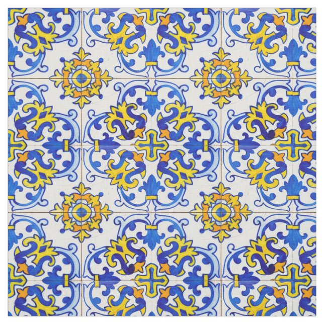 Tissu Carreaux du panneau Azulejo (Échantillon)