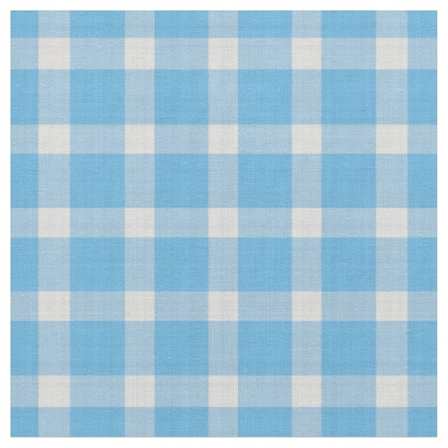 Tissu Carreaux Gingham Bleu Cristal et Blanc  (Fermer)
