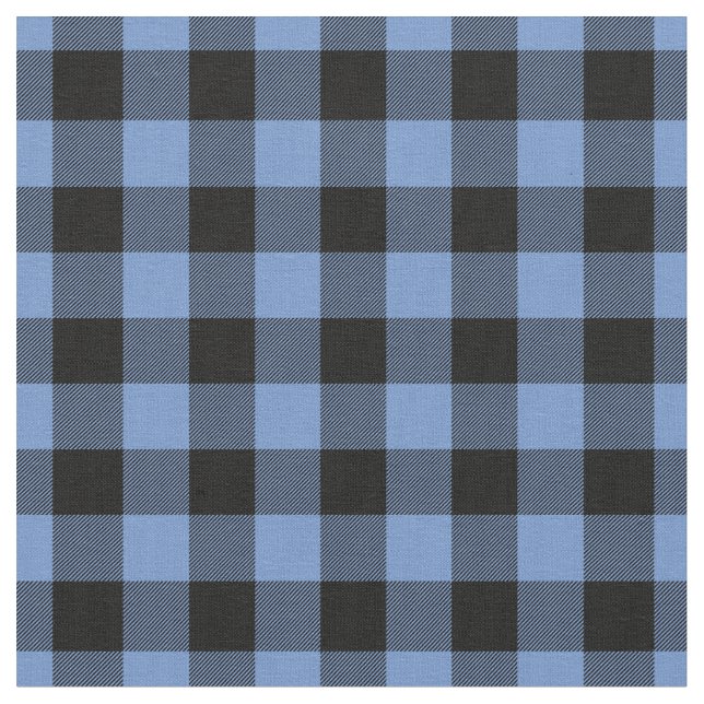 Tissu Carreaux Gingham Bleu & Noir (Fermer)