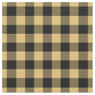 Tissu Carreaux gingham jaune et noir