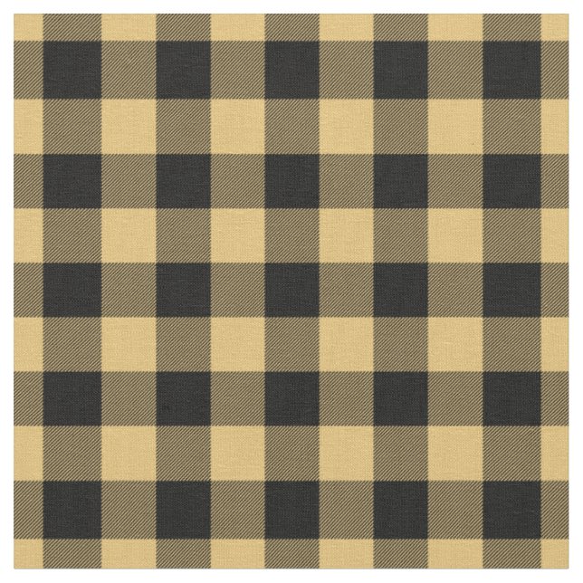 Tissu Carreaux gingham jaune et noir (Fermer)