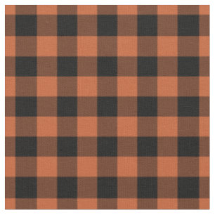 Tissu Carreaux Gingham Orange et Noir