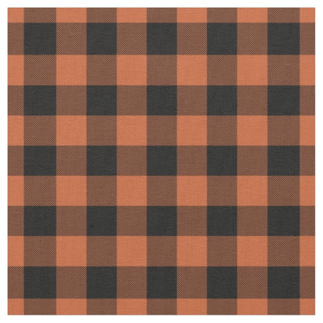 Tissu Carreaux Gingham Orange et Noir (Fermer)
