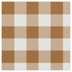 Tissu Carreaux Gingham Sienne Brûlée et Blanc