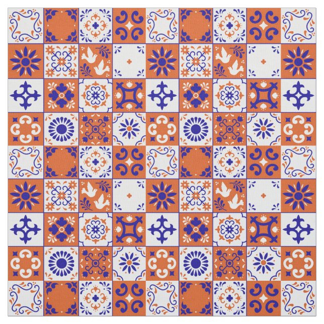 Tissu Carreaux Talavera mexicains (Échantillon)