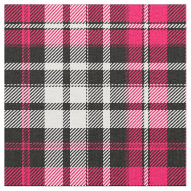 Tissu Carreaux Tartan Rose Noir Blanc  (Fermer)