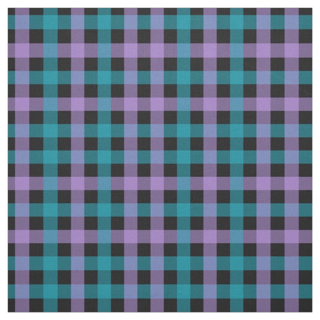 Tissu Carreaux violet, sarcelle et noir (Échantillon)