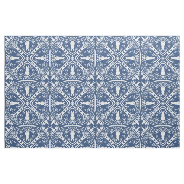 Tissu Carrelage bleu et blanc de la marine Delft Dedham  (Fat Quarter)