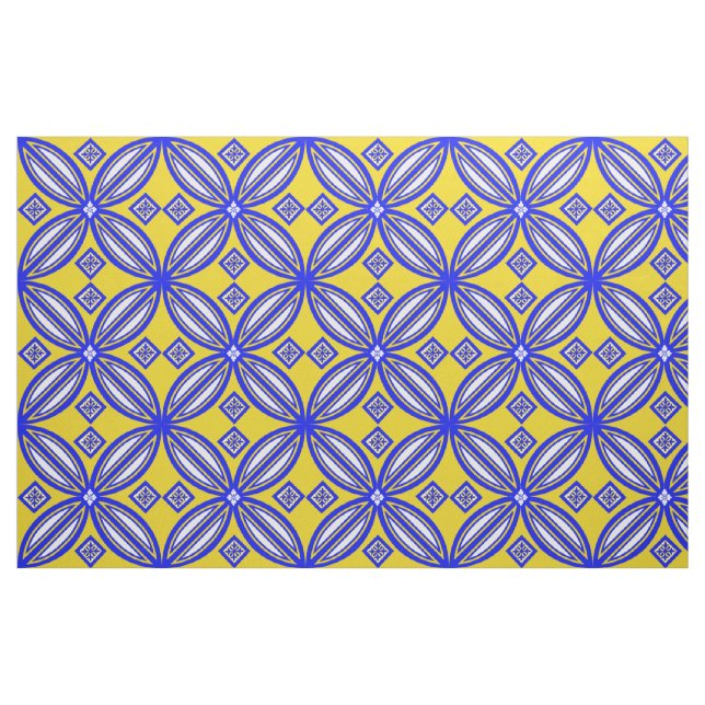 Tissu Carrelage bleu et jaune (Fat Quarter)