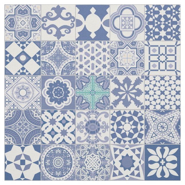 Tissu Carrelage marocain bleu pastel (Échantillon)