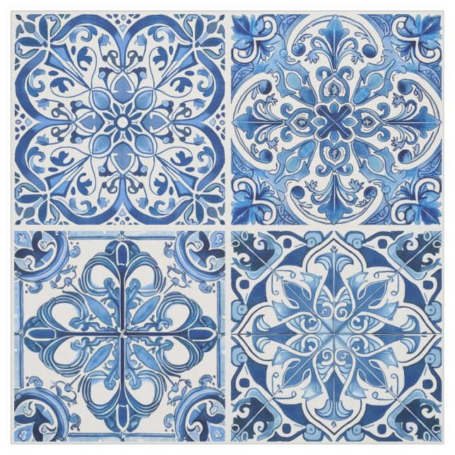 Tissu Carrelage méditerranéen, Portugais, Azulejo, Majol (Échantillon)