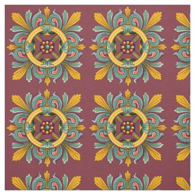 Tissu Carrelage victorien Rose foncé (Échantillon)