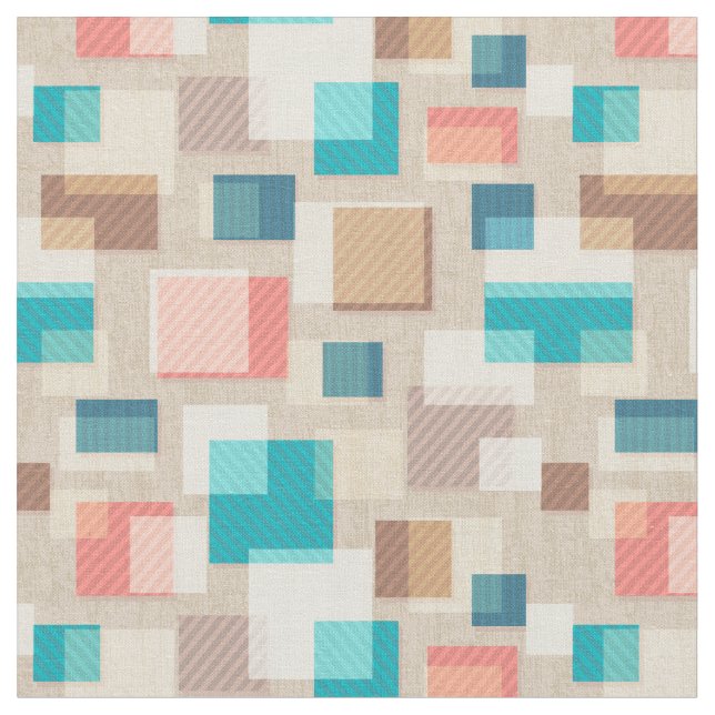Tissu Carrés Abstraits du milieu du siècle (Fermer)