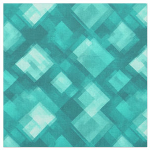 Tissu Carrés Abstraits turquoises et turquoise