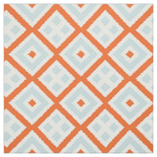 Tissu Carrés de couleur bleu vert pâle orange pâle ve