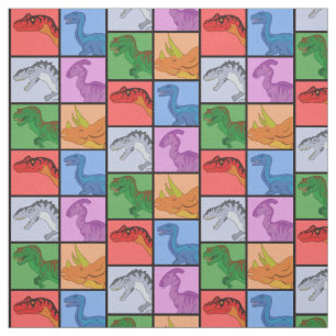 Tissu Carrés de dinosaure