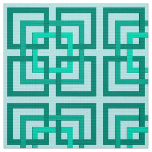 Tissu Carrés géométriques modernes, Aqua et Turquoise