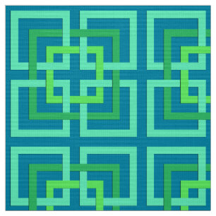 Tissu Carrés géométriques modernes, Aqua, Teal, vert