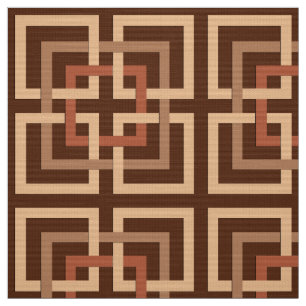 Tissu Carrés géométriques modernes, brun chocolat et