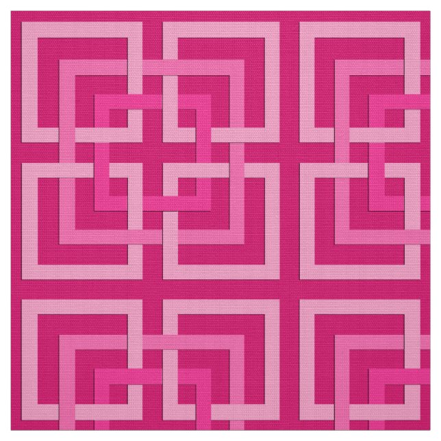 Tissu Carrés géométriques modernes, fuchsia et (Échantillon)