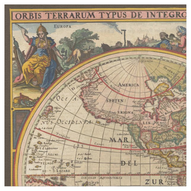 Tissu Carte antique du monde (Fermer)
