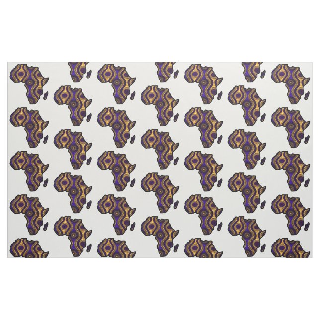 Tissu Carte de l'Afrique de l'or pourpre (Fat Quarter)