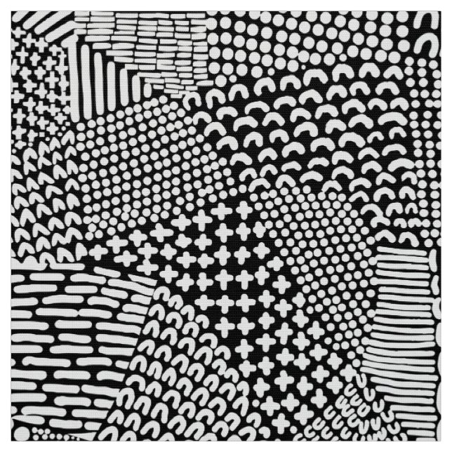 Tissu Carte de patchwork Abstrait - Blanc sur Noir (Échantillon)
