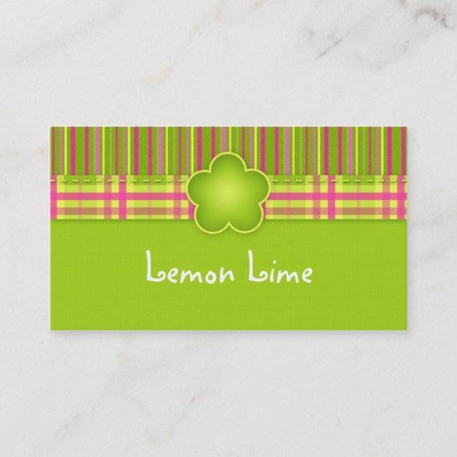 Tissu Carte de visite Plaid Stripes Lime Green (Devant)