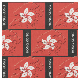 Tissu Carte du drapeau de HONG KONG avec texte PERSONNAL