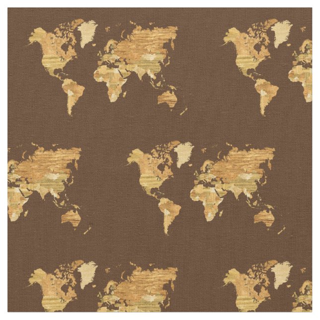 Tissu Carte en bois du monde (Fermer)