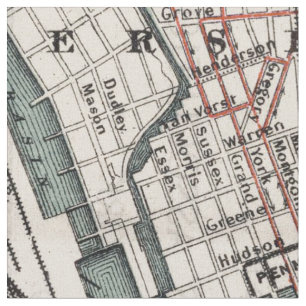 Tissu Carte Vintage de New York (1897)