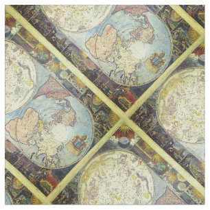 Tissu Carte vintage Vieux Monde Motif carrelé
