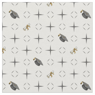 Tissu Cartes de diplômes en gris foncé et Motif du diplô