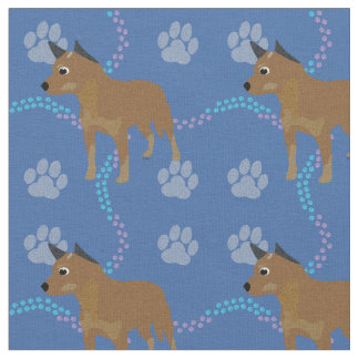 Tissu Cartoon Australian Cattle Dog (Rouge)