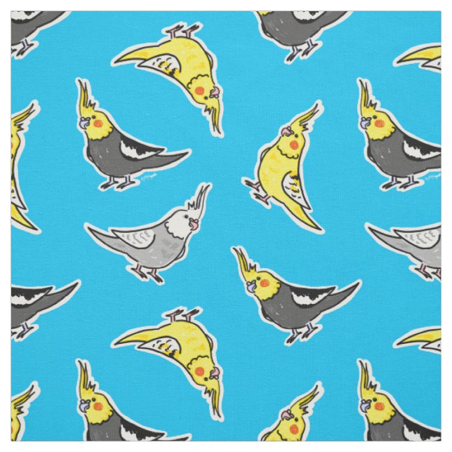 Tissu Cartoon Cockatiels Motif (Échantillon)
