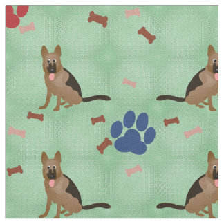 Tissu Cartoon German Shepherd