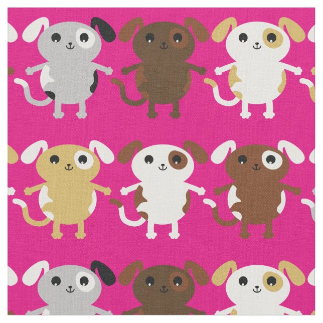 Tissu Cartoon rose mignon Chiens de marionnettes Enfants (Fermer)