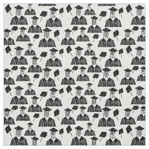 Tissu Casquettes de graduation en noir et blanc