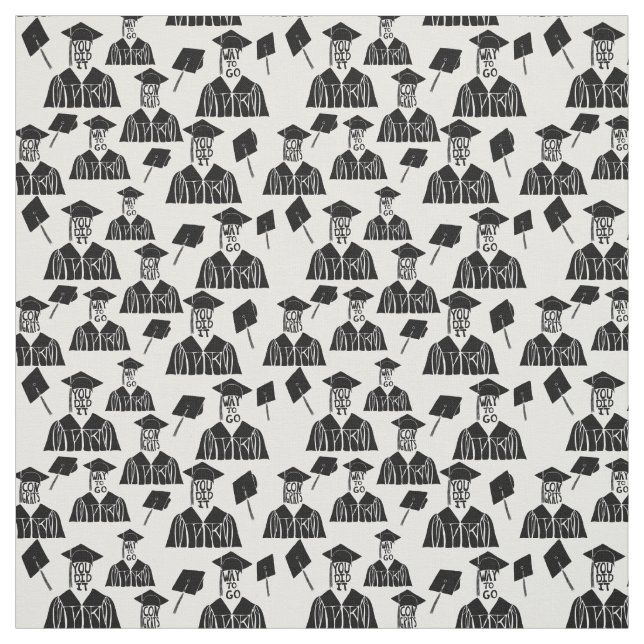 Tissu Casquettes de graduation en noir et blanc (Échantillon)