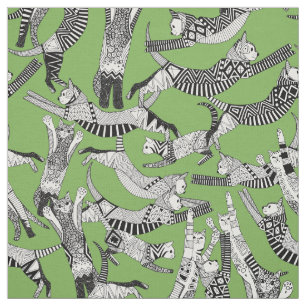 Tissu cat party vert