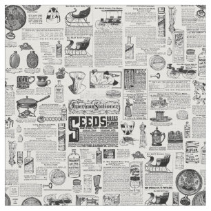 Tissu catalogue victorien noir blanc toile antique