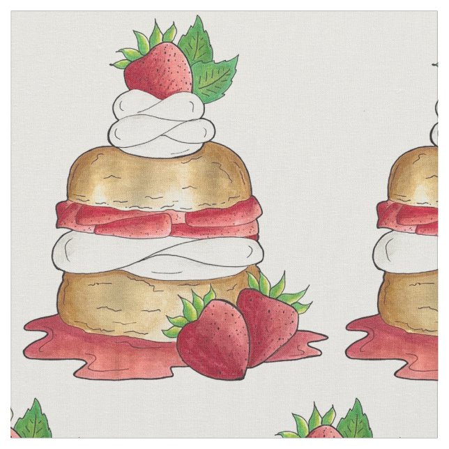 Tissu Câteau de pâtisserie aux fraises Dessert Fraises (Fermer)