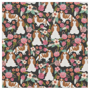 Tissu cavalier kc spaniel blenheim vintages floraux