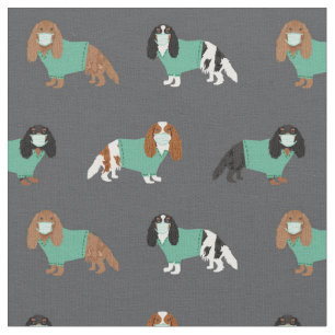 Tissu Cavalier le roi Charles Spaniel au charbon de bois